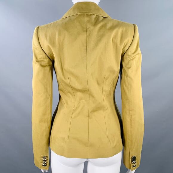 DOLCE & GABBANA Size 6 Khaki Cotton Twill Fitted Button Up Jacket Blazer - Picture 3 of 10